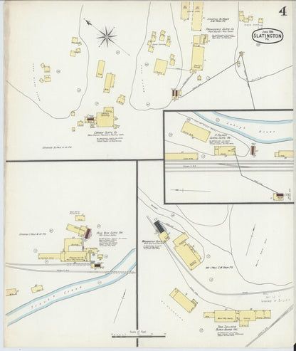 Sanborn Fire Insurance Map from Slatington, Lehigh County, Pennsylvania (1896), Sheet #0004 - Historic Sanborn Fire Insurance Map Print, vintage old map wall art, antique decor, genealogy gift, Pennsylvania Pennsylvania map