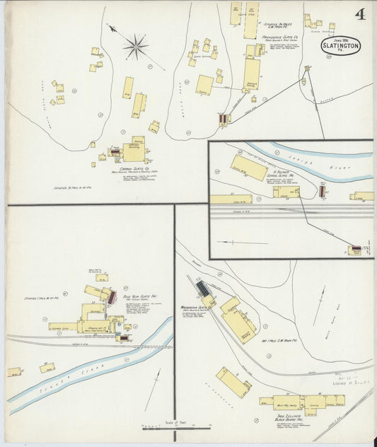 Sanborn Fire Insurance Map from Slatington, Lehigh County, Pennsylvania (1896), Sheet #0004 - Historic Sanborn Fire Insurance Map Print, vintage old map wall art, antique decor, genealogy gift, Pennsylvania Pennsylvania map