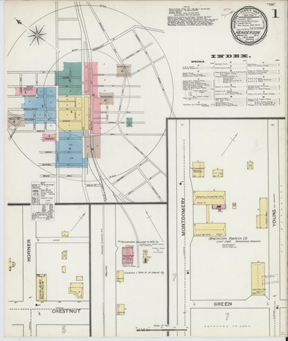 Sanborn Fire Insurance Map from Henderson, Vance County, North Carolina (1893), Sheet #0001 - Complete Map Set gallery image, historic Sanborn map, vintage wall art, North Carolina North Carolina