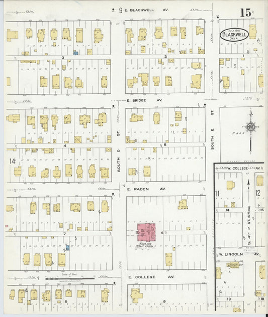 Sanborn Fire Insurance Map from Blackwell, Kay County, Oklahoma (1918), Sheet #0015 - Historic Sanborn Fire Insurance Map Print, vintage old map wall art, antique decor, genealogy gift, Oklahoma Oklahoma map