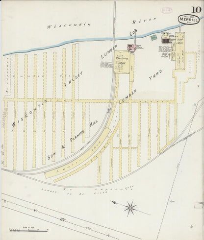 Sanborn Fire Insurance Map from Merrill, Lincoln County, Wisconsin (1888), Sheet #0010 - Complete Map Set gallery image, historic Sanborn map, vintage wall art, Wisconsin Wisconsin