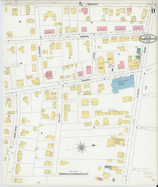 Sanborn Fire Insurance Map from Thompsonville, Hartford County, Connecticut (1905), Sheet #0009 - Historic Sanborn Fire Insurance Map Print, vintage old map wall art, antique decor, genealogy gift, Connecticut Connecticut map