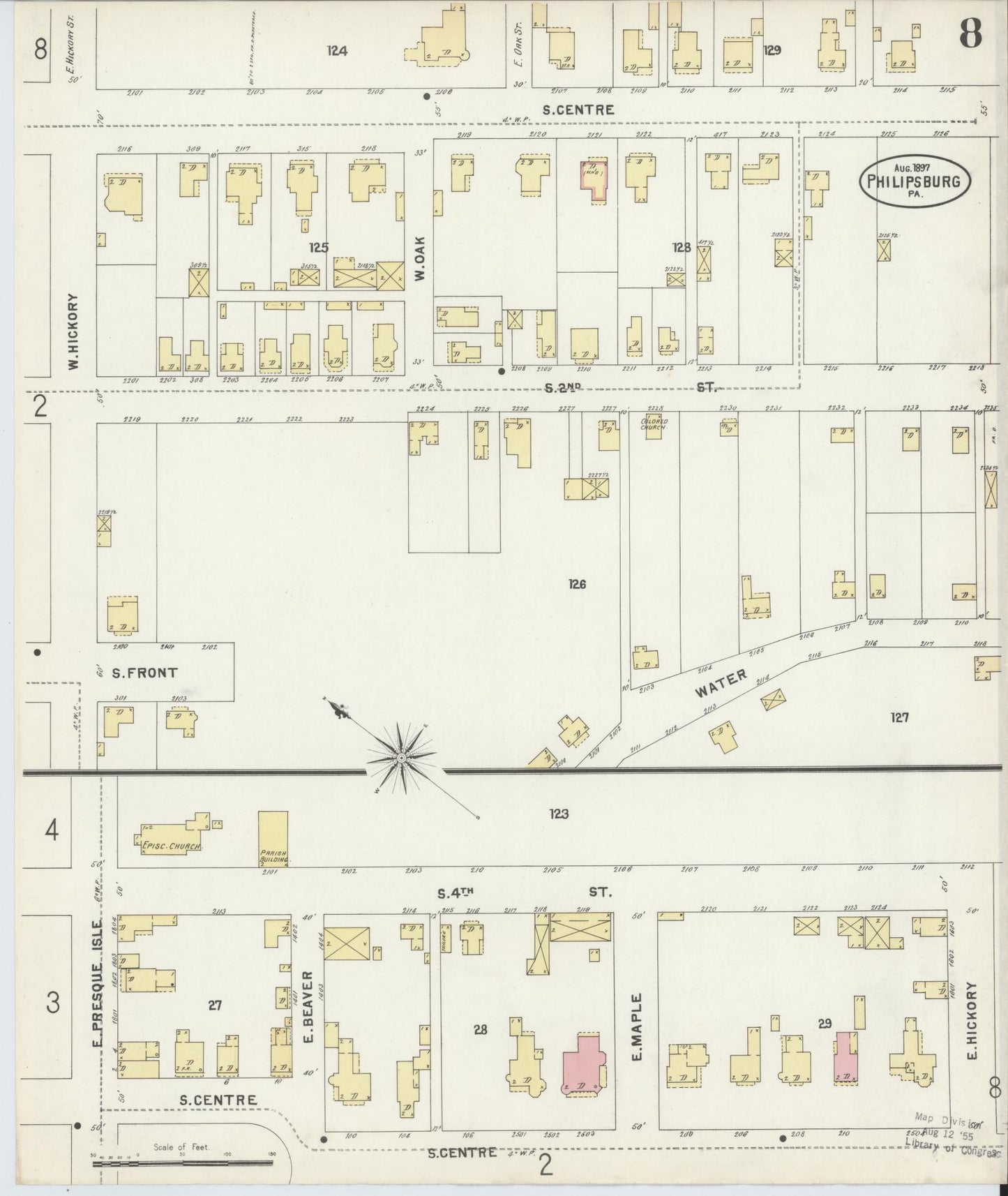 Sanborn Fire Insurance Map from Philipsburg, Centre County, Pennsylvania (1897), Sheet #0008 - Complete Map Set gallery image, historic Sanborn map, vintage wall art, Pennsylvania Pennsylvania
