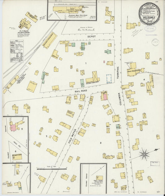 Sanborn Fire Insurance Map from Hillsdale, Columbia County, New York (1898), Sheet #0001 - Historic Sanborn Fire Insurance Map Print, vintage old map wall art, antique decor, genealogy gift, New York New York map