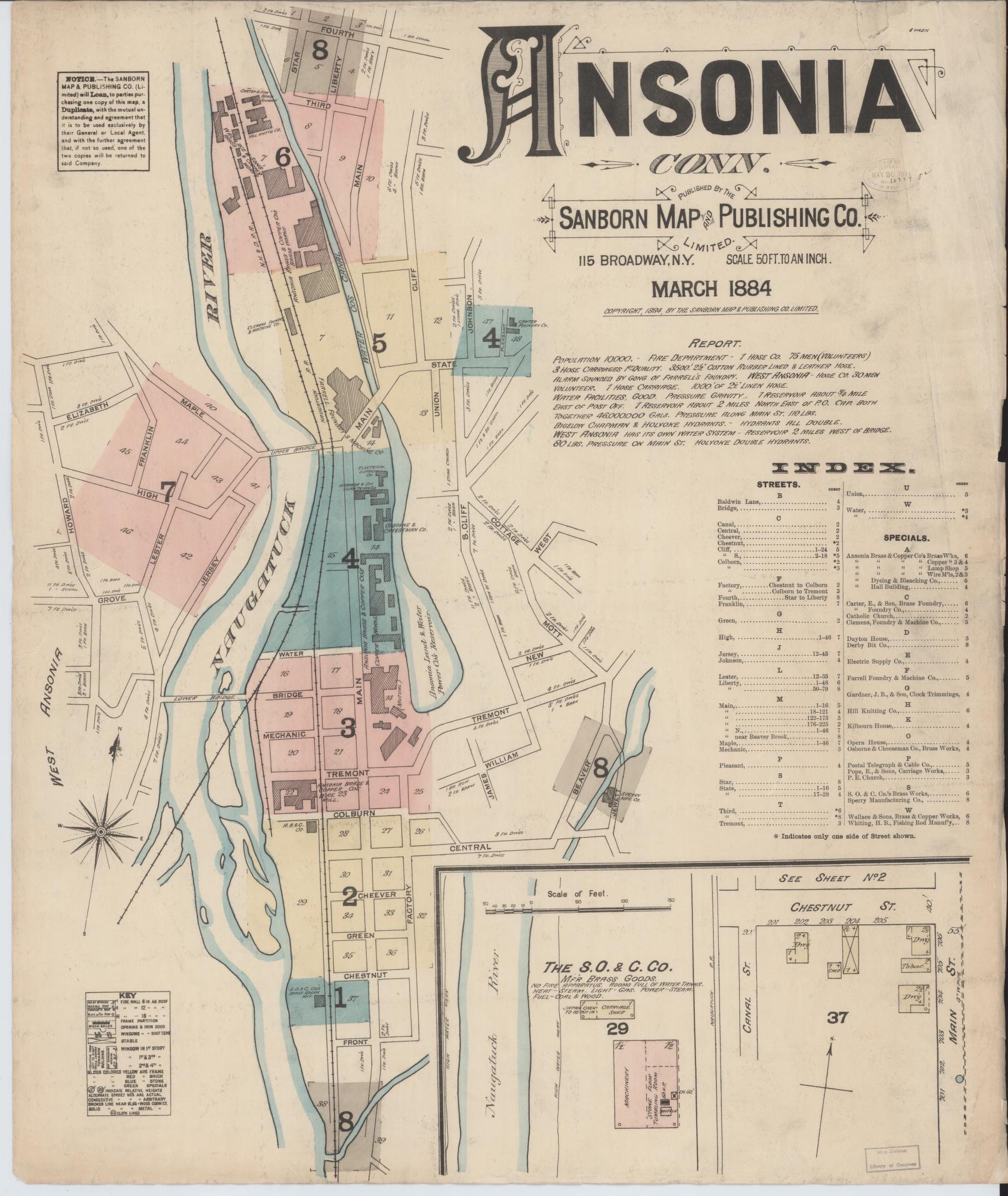 Sanborn Fire Insurance Map from Ansonia, New Haven County, Connecticut. (1884) – Historic Sanborn Fire Insurance Map Print