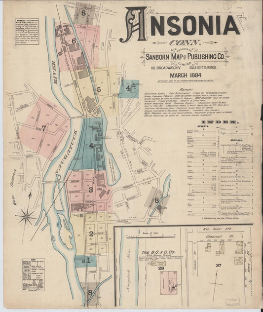 Sanborn Fire Insurance Map from Ansonia, New Haven County, Connecticut. (1884) – Historic Sanborn Fire Insurance Map Print