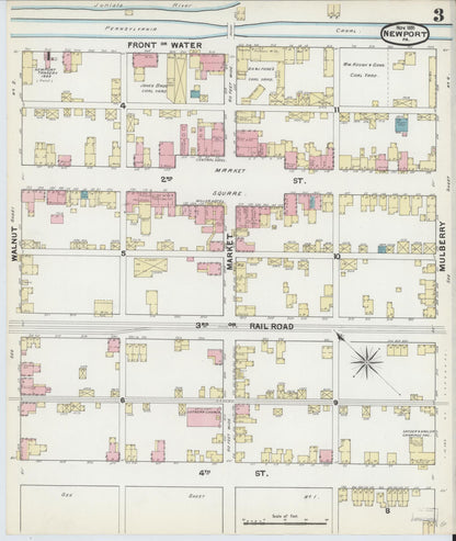Sanborn Fire Insurance Map from Newport, Perry County, Pennsylvania (1891), Sheet #0003 - Complete Map Set gallery image, historic Sanborn map, vintage wall art, Pennsylvania Pennsylvania