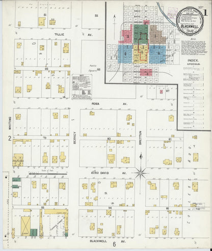 Sanborn Fire Insurance Map from Blackwell, Kay County, Oklahoma (1901), Sheet #0001 - Complete Map Set gallery image, historic Sanborn map, vintage wall art, Oklahoma Oklahoma