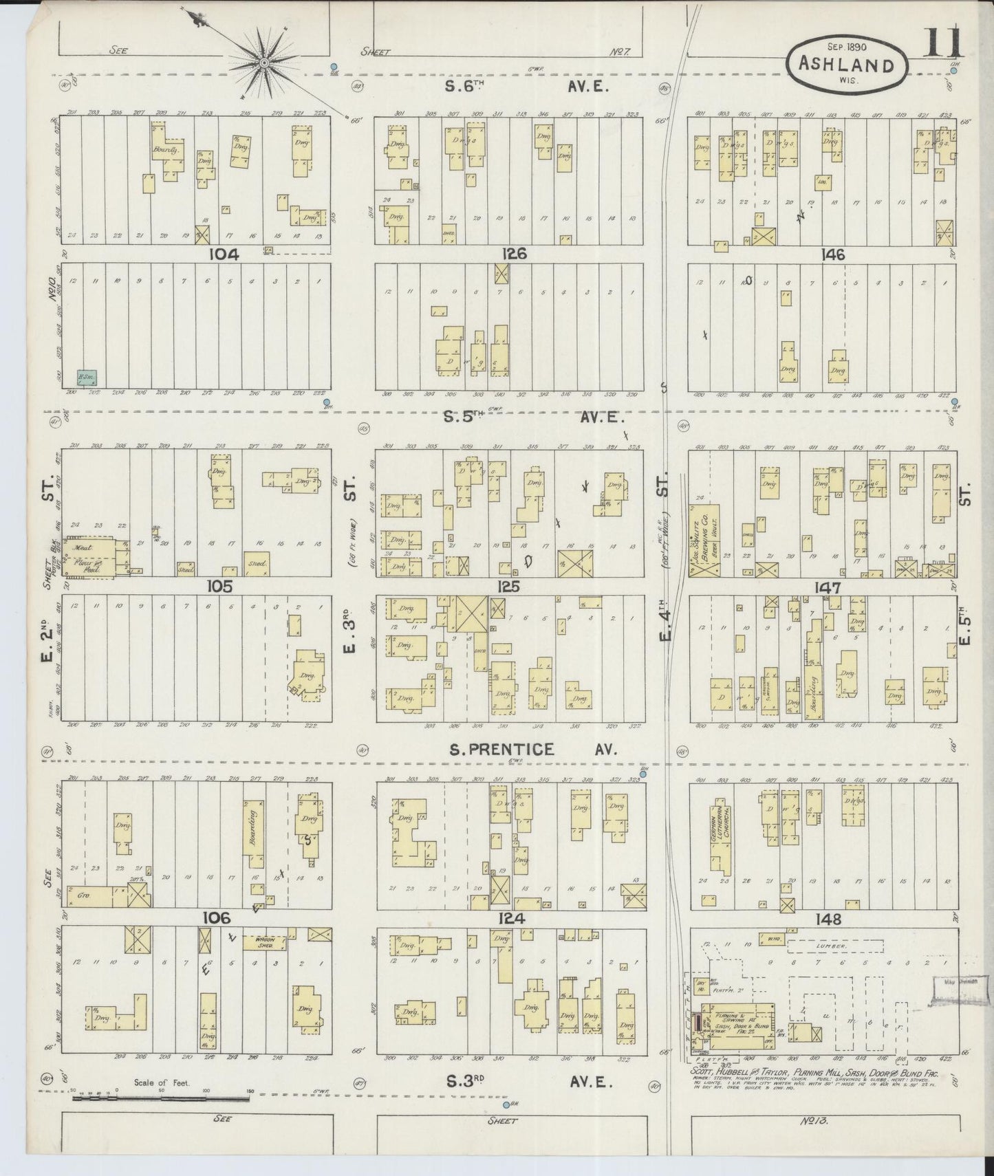 Sanborn Fire Insurance Map from Ashland, Ashland County, Wisconsin (1890), Sheet #0011 - Complete Map Set gallery image, historic Sanborn map, vintage wall art, Wisconsin Wisconsin