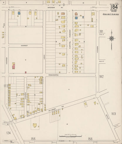 Sanborn Fire Insurance Map from Montgomery, Montgomery County, Alabama (1922), Sheet #0184 - Complete Map Set gallery image, historic Sanborn map, vintage wall art, Alabama Alabama