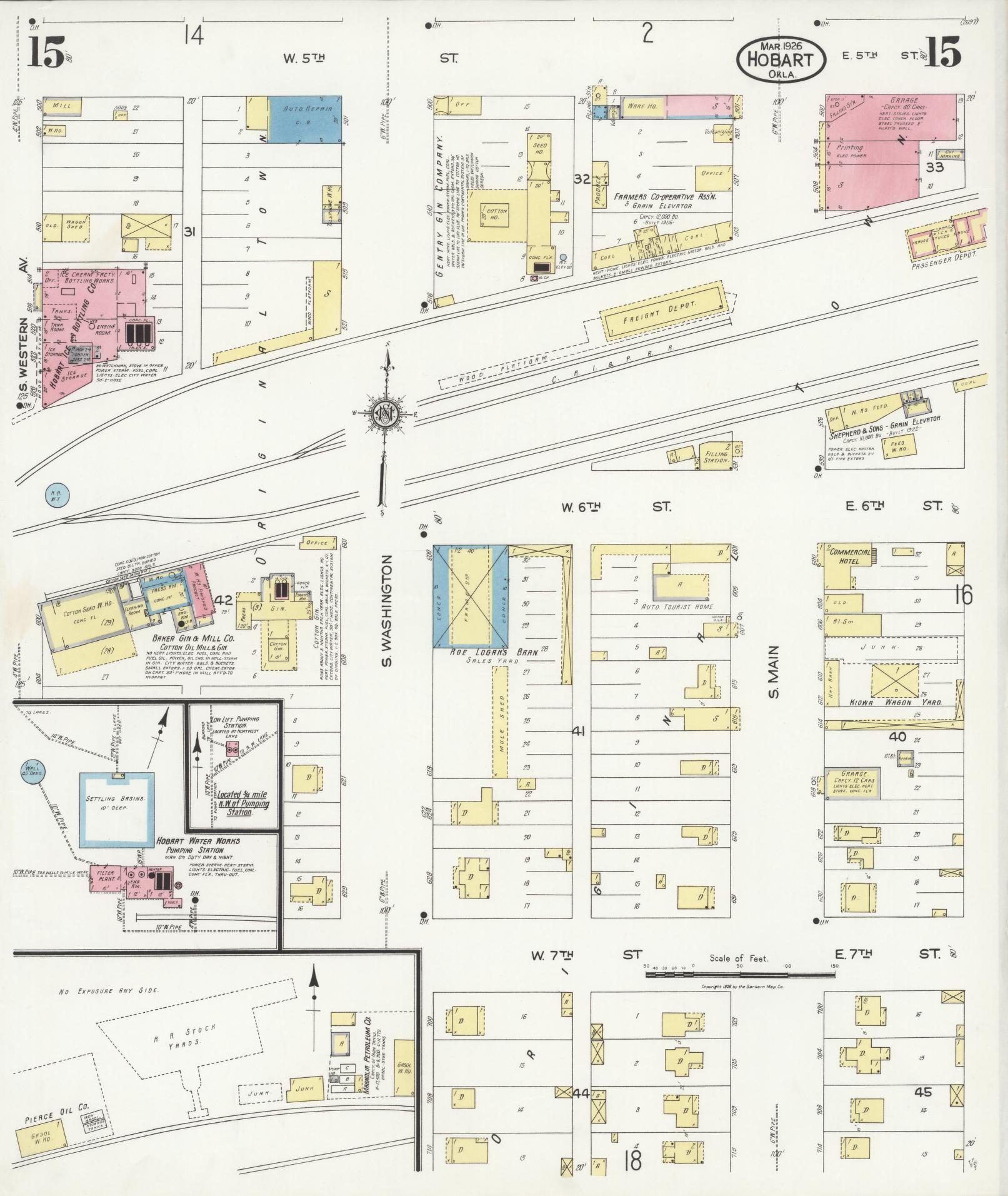 Sanborn Fire Insurance Map from Hobart, Kiowa County, Oklahoma (1926), Sheet #0015 - Complete Map Set gallery image, historic Sanborn map, vintage wall art, Oklahoma Oklahoma