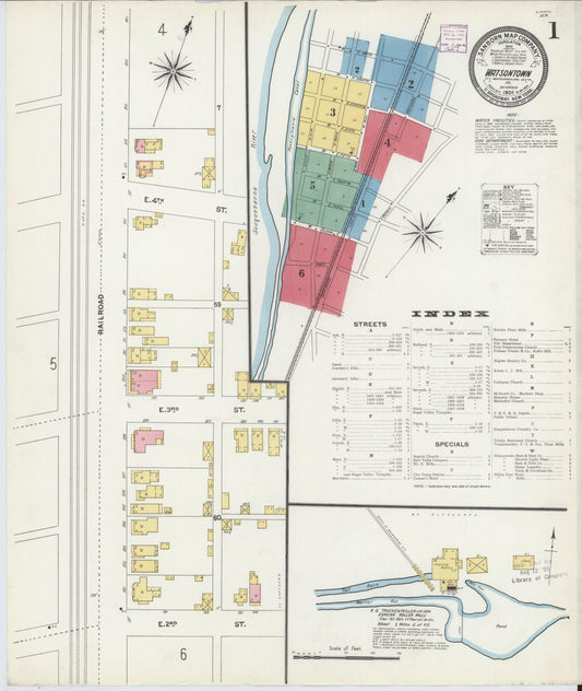 Sanborn Fire Insurance Map from Watsontown, Northumberland County, Pennsylvania (1906), Sheet #0001 - Historic Sanborn Fire Insurance Map Print, vintage old map wall art, antique decor, genealogy gift, Pennsylvania Pennsylvania map