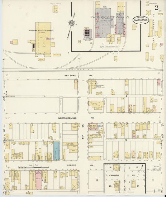 Sanborn Fire Insurance Map from Avonmore, Westmoreland County, Pennsylvania (1913), Sheet #0002 - Historic Sanborn Fire Insurance Map Print, vintage old map wall art, antique decor, genealogy gift, Pennsylvania Pennsylvania map