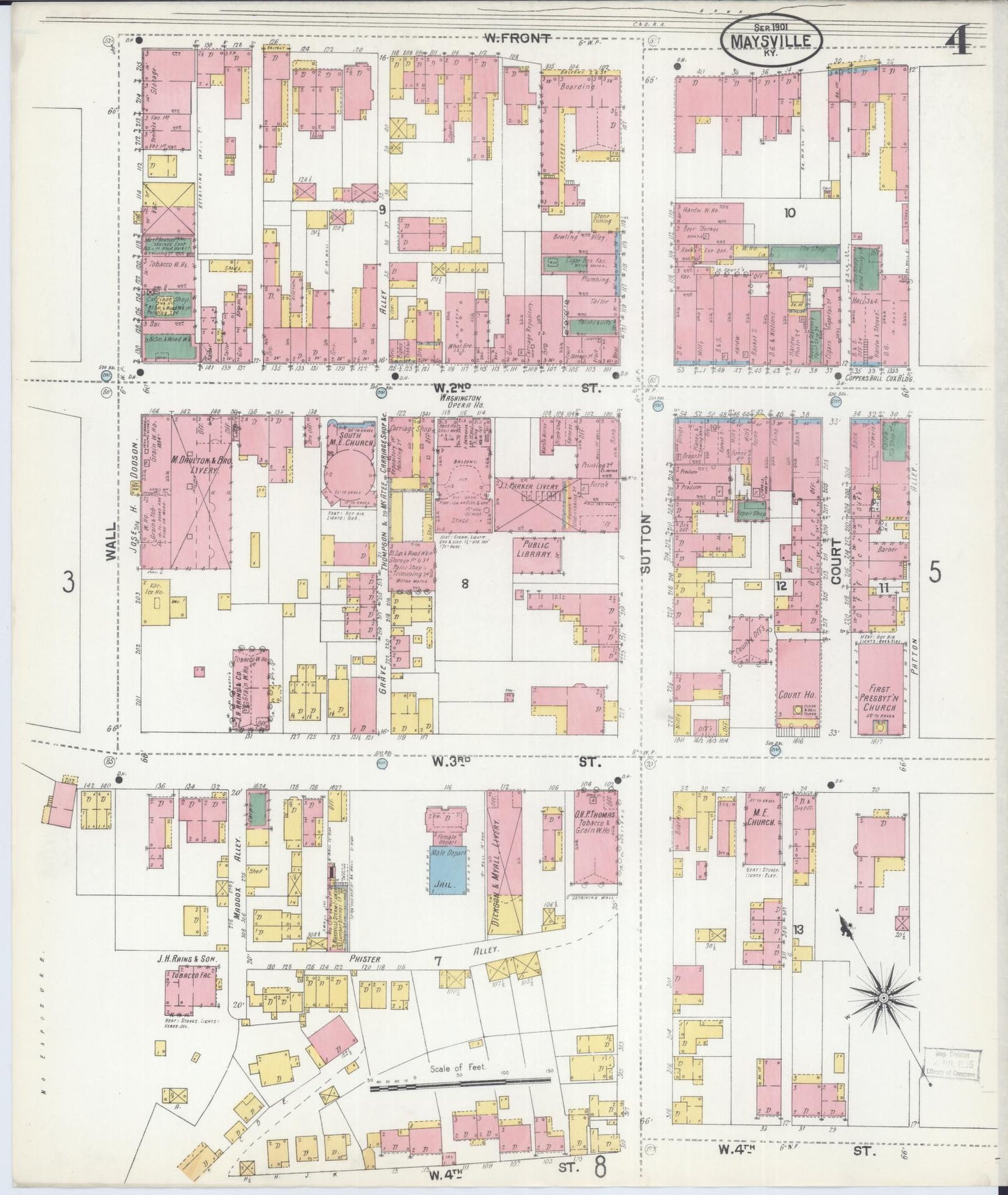 Sanborn Fire Insurance Map from Maysville, Mason County, Kentucky (1901), Sheet #0004 - Complete Map Set gallery image, historic Sanborn map, vintage wall art, Kentucky Kentucky