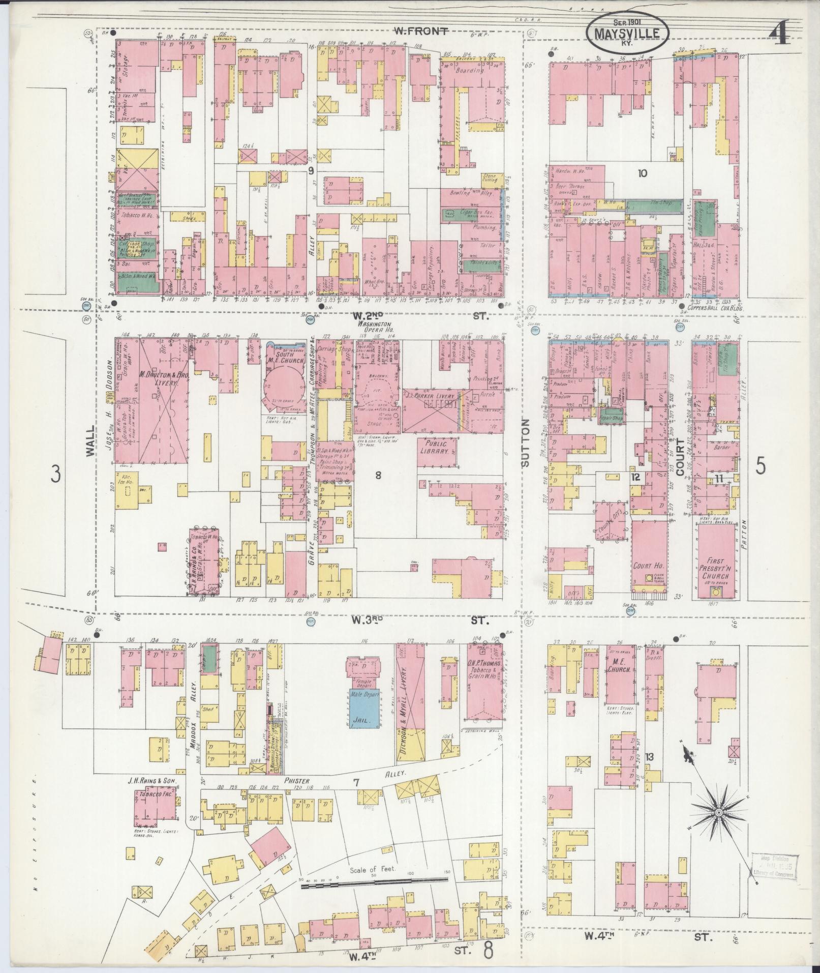 Sanborn Fire Insurance Map from Maysville, Mason County, Kentucky (1901), Sheet #0004 - Complete Map Set gallery image, historic Sanborn map, vintage wall art, Kentucky Kentucky
