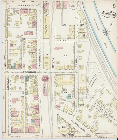 Sanborn Fire Insurance Map from Johnstown, Cambria County, Pennsylvania (1886), Sheet #0008 - Complete Map Set gallery image, historic Sanborn map, vintage wall art, Pennsylvania Pennsylvania