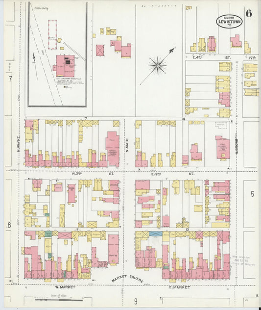 Sanborn Fire Insurance Map from Lewistown, Mifflin County, Pennsylvania (1904), Sheet #0006 - Historic Sanborn Fire Insurance Map Print, vintage old map wall art, antique decor, genealogy gift, Pennsylvania Pennsylvania map