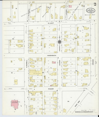 Sanborn Fire Insurance Map from Urbana, Champaign County, Ohio (1910), Sheet #0002 - Complete Map Set gallery image, historic Sanborn map, vintage wall art, Ohio Ohio
