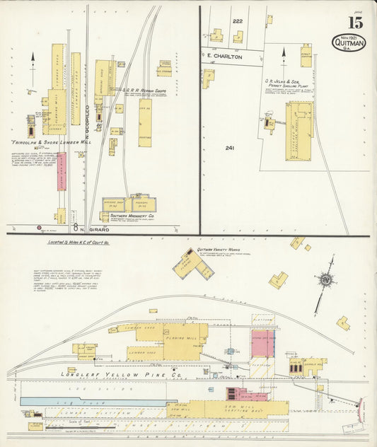 Sanborn Fire Insurance Map from Quitman, Brooks County, Georgia (1921), Sheet #0015 - Historic Sanborn Fire Insurance Map Print, vintage old map wall art, antique decor, genealogy gift, Georgia Georgia map