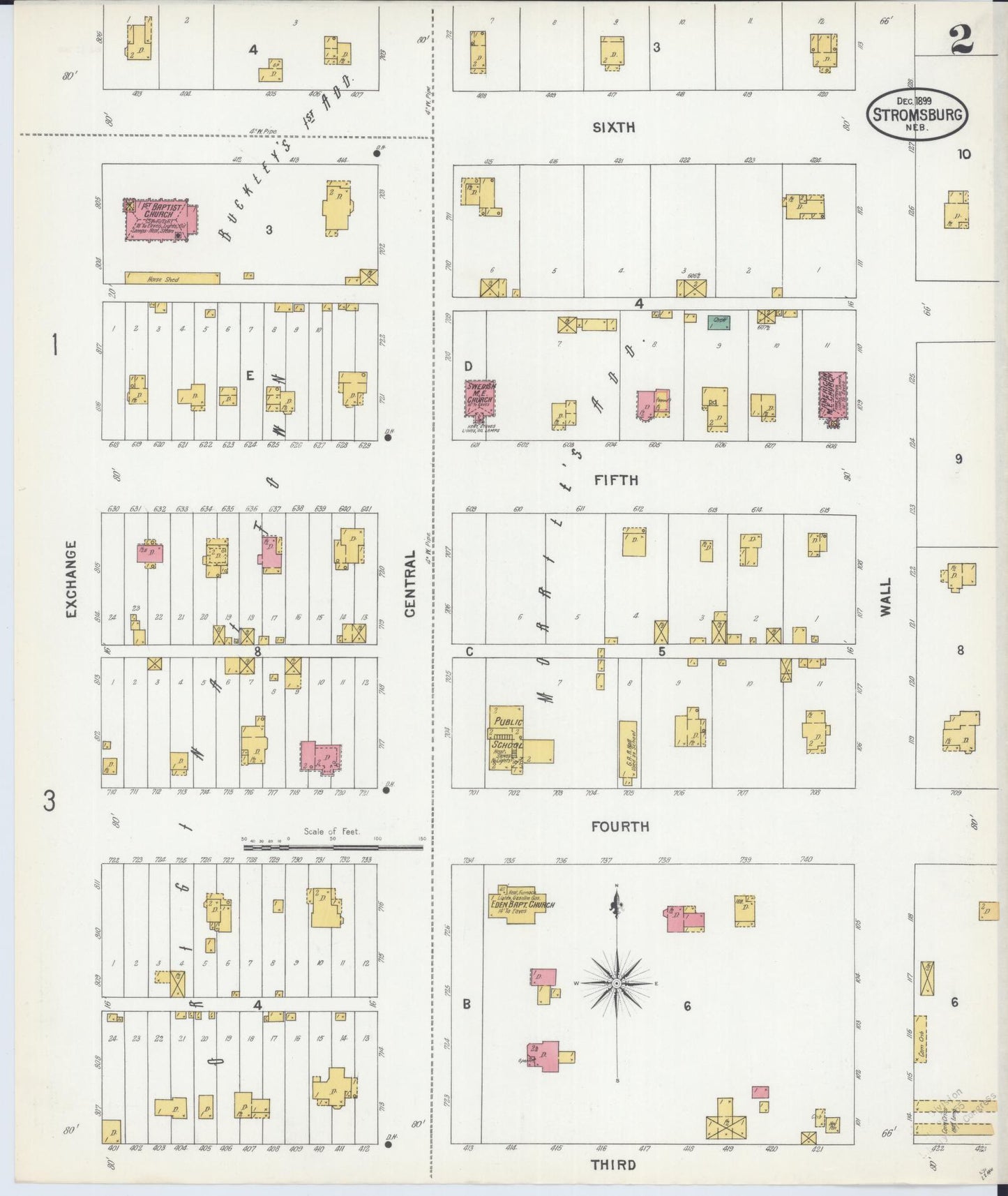 Sanborn Fire Insurance Map from Stromsburg, Polk County, Nebraska (1899), Sheet #0002 - Historic Sanborn Fire Insurance Map Print, vintage old map wall art, antique decor, genealogy gift, Nebraska Nebraska map