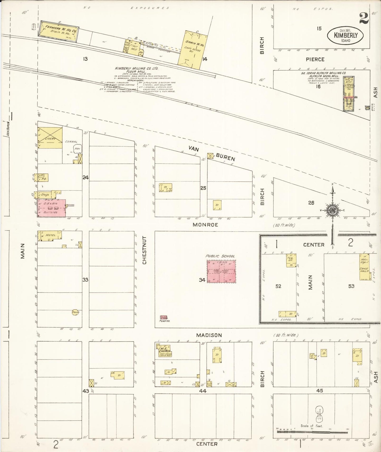 Sanborn Fire Insurance Map from Kimberly, Twin Falls County, Idaho (1911), Sheet #0002 - Complete Map Set gallery image, historic Sanborn map, vintage wall art, Falls Idaho