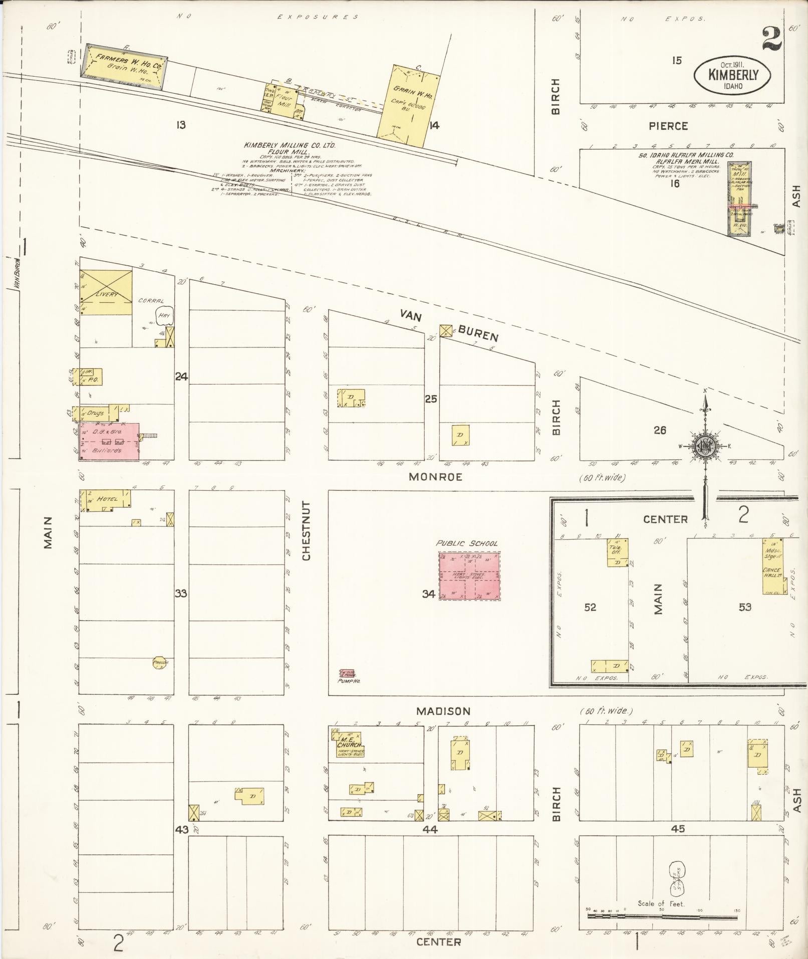 Sanborn Fire Insurance Map from Kimberly, Twin Falls County, Idaho (1911), Sheet #0002 - Complete Map Set gallery image, historic Sanborn map, vintage wall art, Falls Idaho