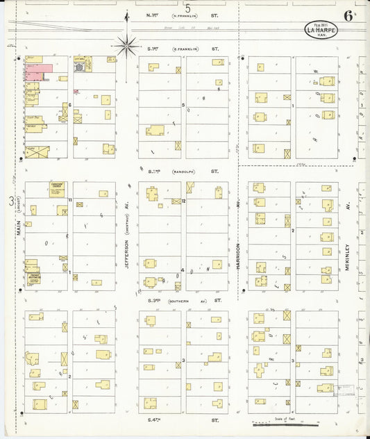 Sanborn Fire Insurance Map from La Harpe, Allen County, Kansas (1906), Sheet #0006 - Historic Sanborn Fire Insurance Map Print, vintage old map wall art, antique decor, genealogy gift, Kansas Kansas map