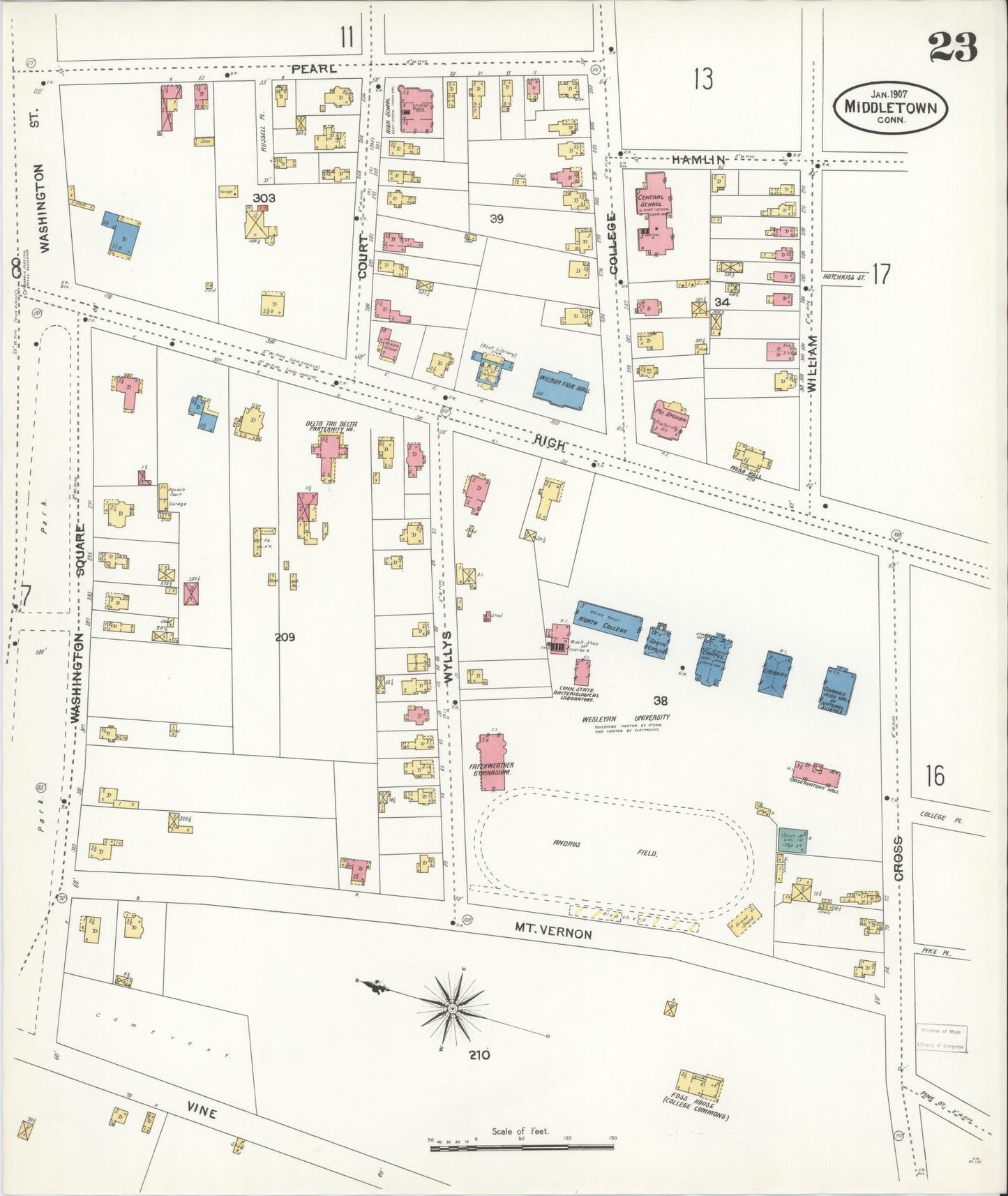 Sanborn Fire Insurance Map from Middletown, Middlesex County, Connecticut (1907), Sheet #0023 - Complete Map Set gallery image, historic Sanborn map, vintage wall art, Connecticut Connecticut