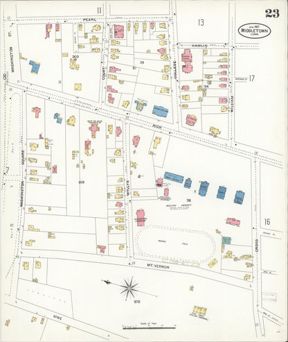 Sanborn Fire Insurance Map from Middletown, Middlesex County, Connecticut (1907), Sheet #0023 - Complete Map Set gallery image, historic Sanborn map, vintage wall art, Connecticut Connecticut