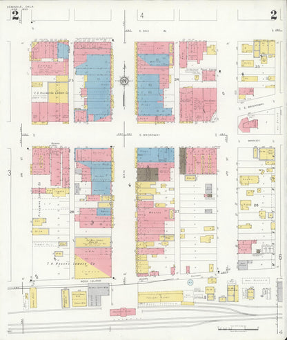 Sanborn Fire Insurance Map from Seminole, Seminole County, Oklahoma (1933), Sheet #0002 - Complete Map Set gallery image, historic Sanborn map, vintage wall art, Oklahoma Oklahoma