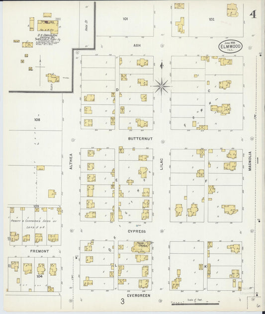 Sanborn Fire Insurance Map from Elmwood, Peoria County, Illinois (1898), Sheet #0004 - Historic Sanborn Fire Insurance Map Print, vintage old map wall art, antique decor, genealogy gift, Illinois Illinois map