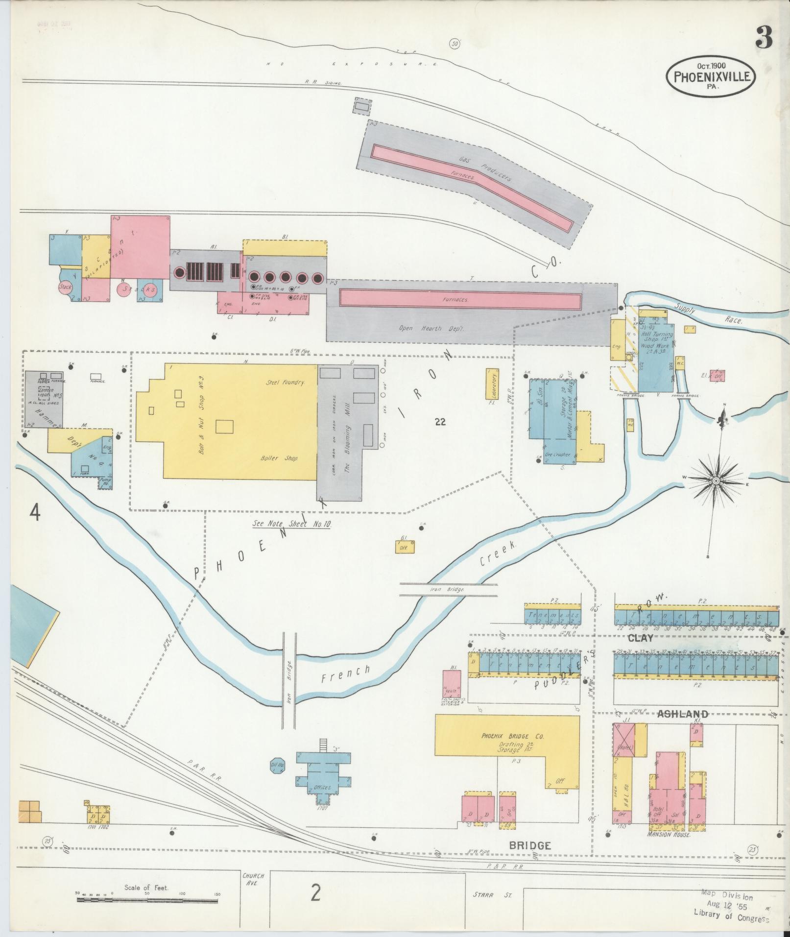 Sanborn Fire Insurance Map from Phoenixville, Chester County, Pennsylvania (1900), Sheet #0003 - Historic Sanborn Fire Insurance Map Print, vintage old map wall art, antique decor, genealogy gift, Pennsylvania Pennsylvania map