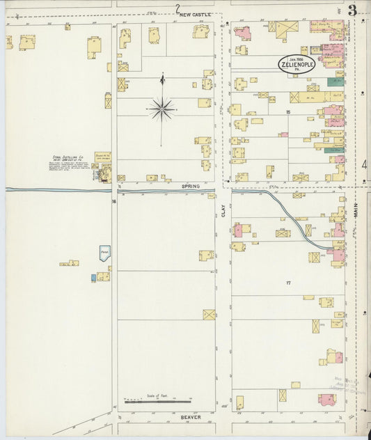 Sanborn Fire Insurance Map from Zelienople, Butler County, Pennsylvania (1906), Sheet #0003 - Historic Sanborn Fire Insurance Map Print, vintage old map wall art, antique decor, genealogy gift, Pennsylvania Pennsylvania map