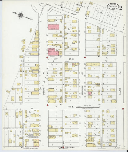 Sanborn Fire Insurance Map from Caspian, Iron County, Michigan (1922), Sheet #0002 - Complete Map Set gallery image, historic Sanborn map, vintage wall art, Michigan Michigan