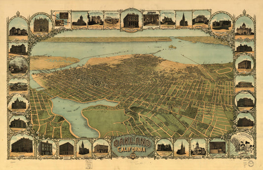 Oakland, California, 1900. (1900) – Historic Bird’s-Eye View Panorama Print