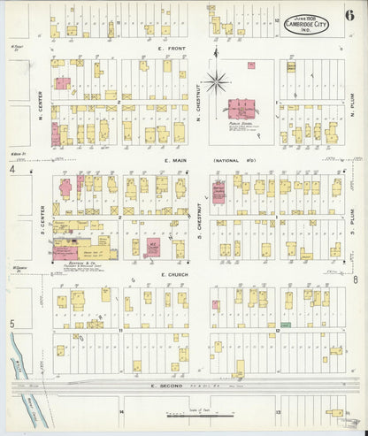 Sanborn Fire Insurance Map from Cambridge City, Wayne County, Indiana (1908), Sheet #0006 - Complete Map Set gallery image, historic Sanborn map, vintage wall art, Indiana Indiana