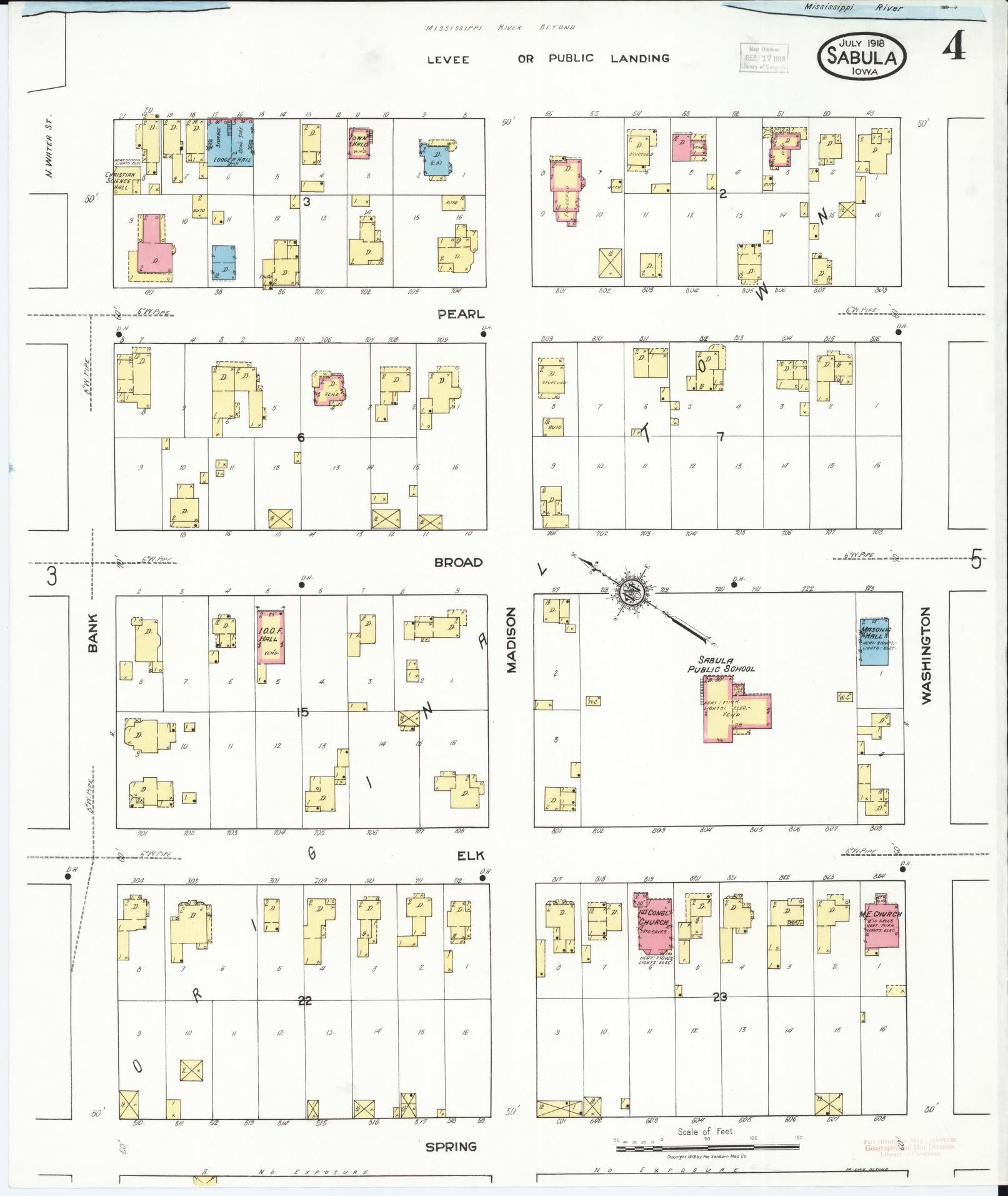 Sanborn Fire Insurance Map from Sabula, Jackson County, Iowa (1918), Sheet #0004 - Historic Sanborn Fire Insurance Map Print, vintage old map wall art
