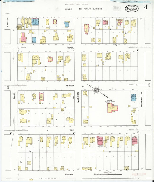Sanborn Fire Insurance Map from Sabula, Jackson County, Iowa (1918), Sheet #0004 - Historic Sanborn Fire Insurance Map Print, vintage old map wall art