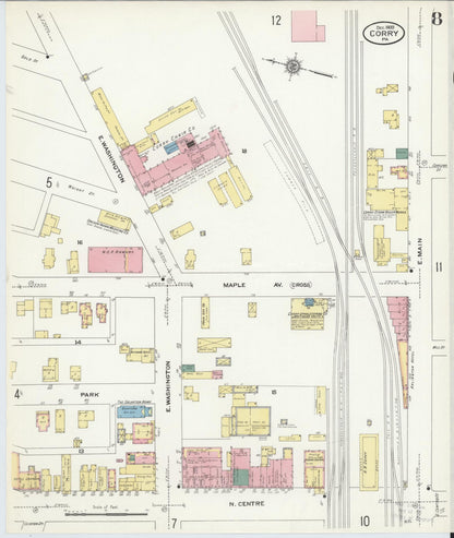 Sanborn Fire Insurance Map from Corry, Erie County, Pennsylvania (1909), Sheet #0008 - Complete Map Set gallery image, historic Sanborn map, vintage wall art, Pennsylvania Pennsylvania
