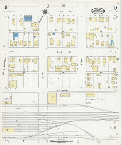 Sanborn Fire Insurance Map from Grand Island, Hall County, Nebraska (1924), Sheet #0009 - Complete Map Set gallery image, historic Sanborn map, vintage wall art, Nebraska Nebraska