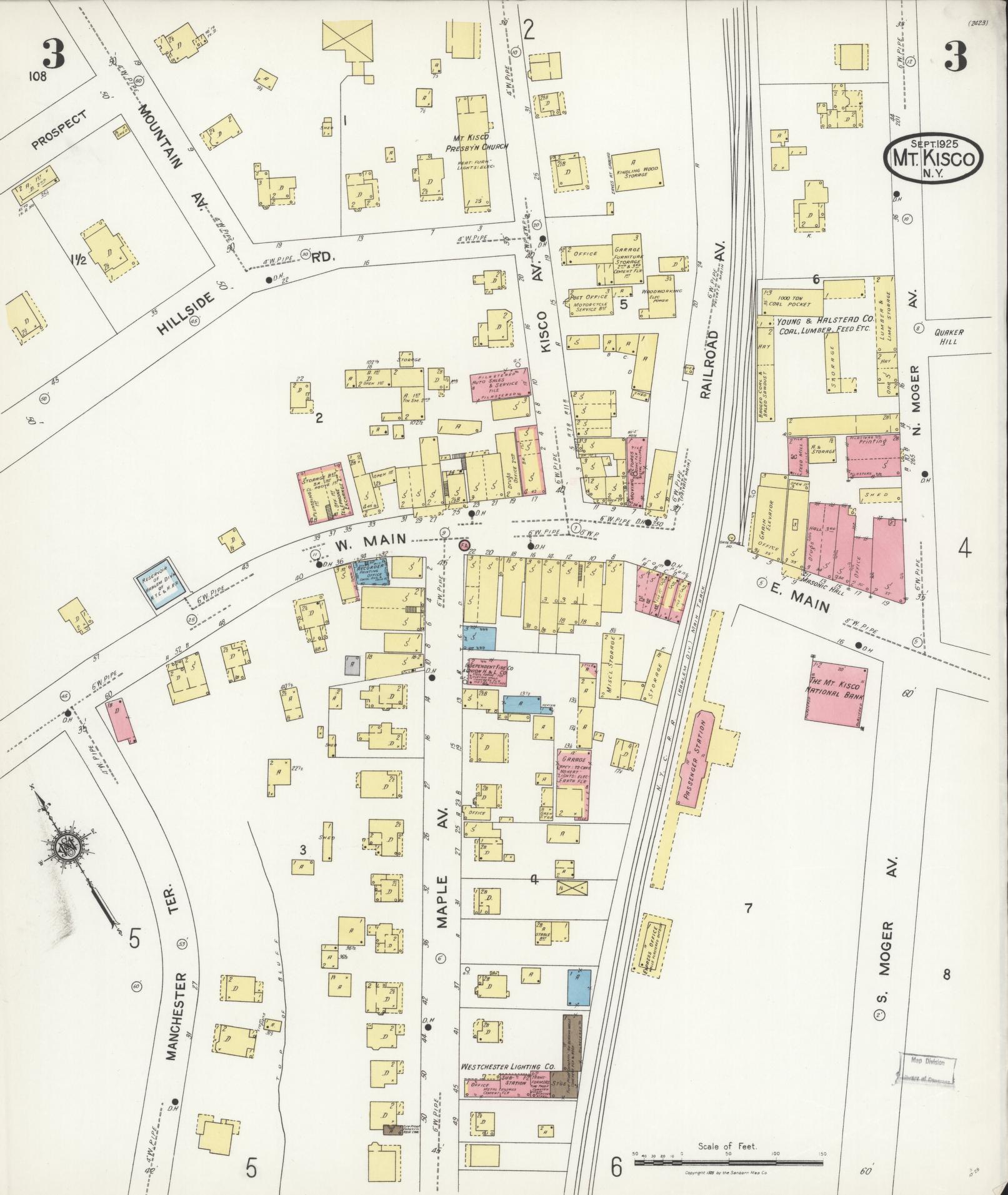 Sanborn Fire Insurance Map from Mount Kisco, Westchester County, New York (1925), Sheet #0003 - Complete Map Set gallery image, historic Sanborn map, vintage wall art, New York New York