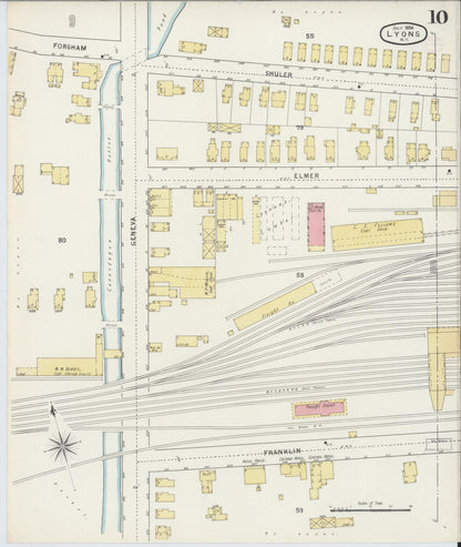Sanborn Fire Insurance Map from Lyons, Wayne County, New York (1894), Sheet #0010 - Complete Map Set gallery image, historic Sanborn map, vintage wall art, New York New York