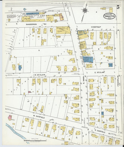 Sanborn Fire Insurance Map from Swanton, Fulton County, Ohio (1920), Sheet #0005 - Historic Sanborn Fire Insurance Map Print, vintage old map wall art, antique decor, genealogy gift, Ohio Ohio map