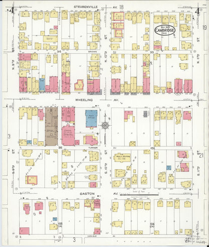 Sanborn Fire Insurance Map from Cambridge, Guernsey County, Ohio (1923), Sheet #0004 - Historic Sanborn Fire Insurance Map Print, vintage old map wall art, antique decor, genealogy gift, Ohio Ohio map