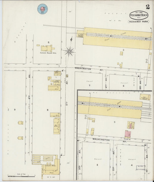 Sanborn Fire Insurance Map from Rockaway Beach, Queens County, New York (1894), Sheet #0002 - Historic Sanborn Fire Insurance Map Print, vintage old map wall art, antique decor, genealogy gift, New York New York map