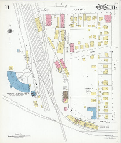 Sanborn Fire Insurance Map from Albert Lea, Freeborn County, Minnesota (1926), Sheet #0011 - Historic Sanborn Fire Insurance Map Print, vintage old map wall art, antique decor, genealogy gift, Minnesota Minnesota map