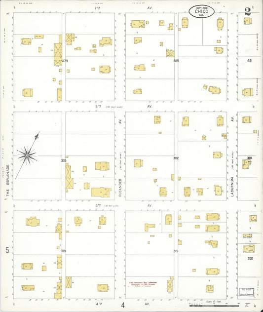 Sanborn Fire Insurance Map from Chico, Butte County, California (1909), Sheet #0002 - Historic Sanborn Fire Insurance Map Print, vintage old map wall art, antique decor, genealogy gift, California California map