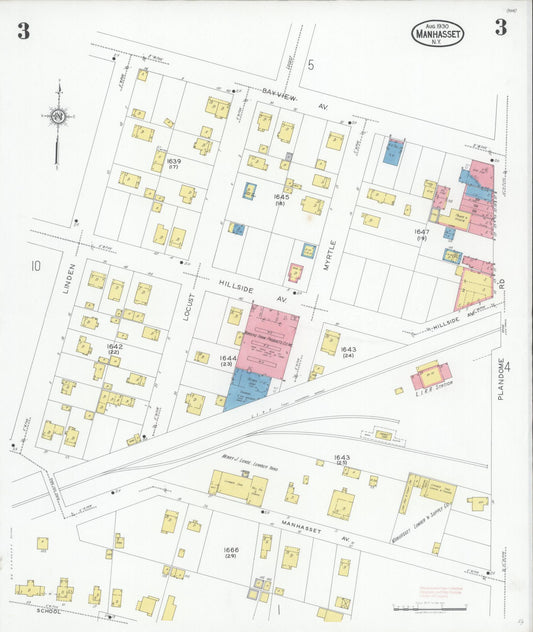 Sanborn Fire Insurance Map from Manhasset, Nassau County, New York (1930), Sheet #0003 - Historic Sanborn Fire Insurance Map Print, vintage old map wall art, antique decor, genealogy gift, New York New York map