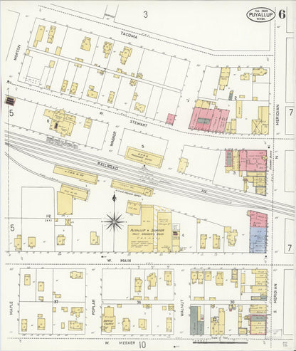 Sanborn Fire Insurance Map from Puyallup, Pierce County, Washington (1909), Sheet #0006 - Complete Map Set gallery image, historic Sanborn map, vintage wall art, Washington Washington