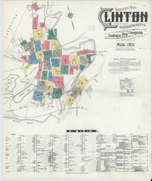 Sanborn Fire Insurance Map from Clinton, Worcester County, Massachusetts. (1911) – Historic Sanborn Fire Insurance Map Print